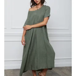 Linnen Jurk "Gustavo" Kaki