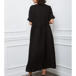 Linnen Jurk "Gustavo" Zwart -Exporteren Mooie Look Winkel fleur de lin linnen jurk gustavo zwart 2