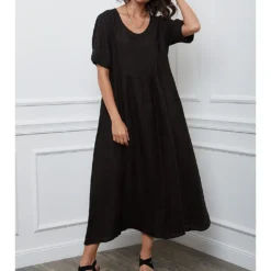 Linnen Jurk "Gustavo" Zwart