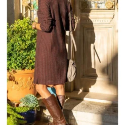 Gebreide Jurk Bruin -Exporteren Mooie Look Winkel gunes kizi gebreide jurk bruin 1