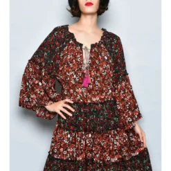 Jurk Bruin/zwart/beige