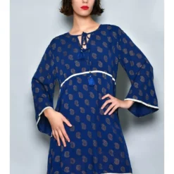 Jurk Donkerblauw/beige