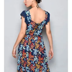 Jurk Donkerblauw/oranje/lichtblauw -Exporteren Mooie Look Winkel h h g jurk donkerblauw oranje lichtblauw 2