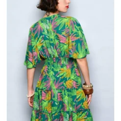 Jurk Groen/geel -Exporteren Mooie Look Winkel h h g jurk groen geel 2