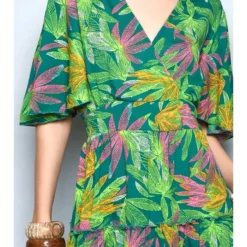 Jurk Groen/geel -Exporteren Mooie Look Winkel h h g jurk groen geel 3