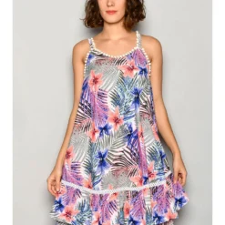 Jurk Groen/paars/abrikoos