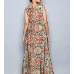 Jurk Groen/rood/beige -Exporteren Mooie Look Winkel h h g jurk groen rood beige 2