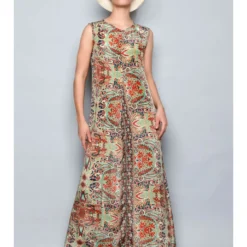 Jurk Groen/rood/beige