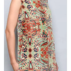 Jurk Groen/rood/beige -Exporteren Mooie Look Winkel h h g jurk groen rood beige 3