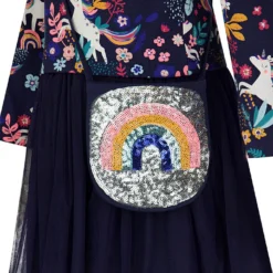 2-delige Set: Jurk En Tasje Donkerblauw/meerkleurig -Exporteren Mooie Look Winkel happy girls by eisend 2 delige set jurk en tasje donkerblauw meerkleurig 2