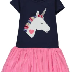 Jurk Donkerblauw/lichtroze