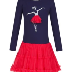 Jurk Donkerblauw/rood