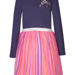 Jurk Donkerblauw/roze/meerkleurig