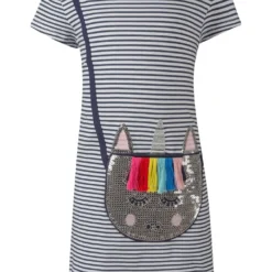 Jurk Donkerblauw/wit