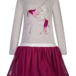 Jurk Lichtgrijs/bordeaux