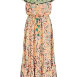 Heine Jurk Abrikooskleurig/groen