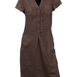 Heine Linnen Jurk Donkerbruin