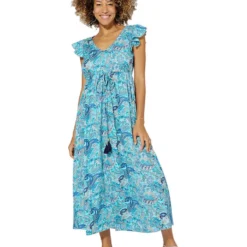 Jurk Blauw/crème/donkerblauw