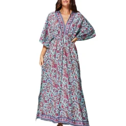 Jurk Blauw/grijs/roze