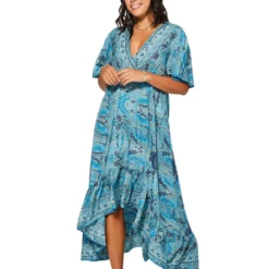 Jurk Donkerblauw/blauw/beige