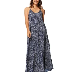 Jurk Donkerblauw/wit/rood