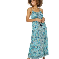 Jurk Turquoise/crème/donkerblauw