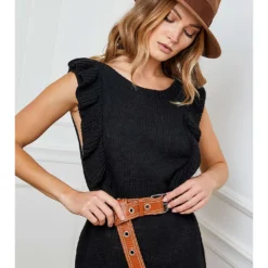 Gebreide Jurk "Corby" Zwart -Exporteren Mooie Look Winkel josefine gebreide jurk corby zwart 4