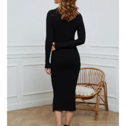 Gebreide Jurk "Grande" Zwart -Exporteren Mooie Look Winkel josefine gebreide jurk grande zwart 2