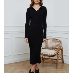 Gebreide Jurk "Grande" Zwart