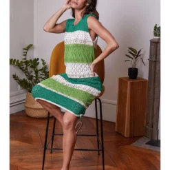 Gebreide Jurk "Leeba" Groen -Exporteren Mooie Look Winkel josefine gebreide jurk leeba groen 2