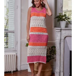 Exporteren Mooie Look Winkel -Exporteren Mooie Look Winkel josefine gebreide jurk leeba roze wit 1