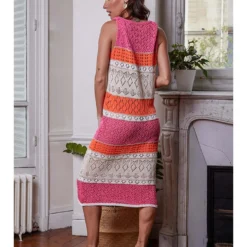 Gebreide Jurk "Leeba" Roze/wit -Exporteren Mooie Look Winkel josefine gebreide jurk leeba roze wit 2