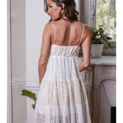 Jurk "Futon" Beige/wit -Exporteren Mooie Look Winkel josefine jurk futon beige wit 2