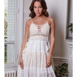 Jurk "Futon" Beige/wit