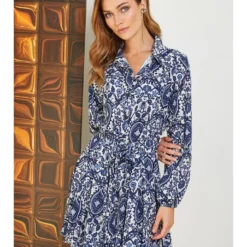 Jurk "Ivel" Blauw/wit