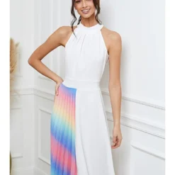 Jurk "Laure" Wit/meerkleurig