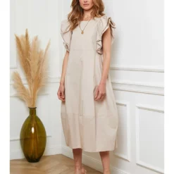 Jurk "Loulou" Beige -Exporteren Mooie Look Winkel josefine jurk loulou beige 2