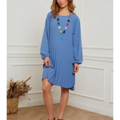 Jurk "Perouse" Blauw -Exporteren Mooie Look Winkel josefine jurk perouse blauw 4