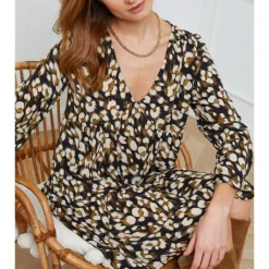 Jurk "Valerian" Zwart/beige -Exporteren Mooie Look Winkel josefine jurk valerian zwart beige 2