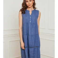 Linnen Jurk "Armanda" Blauw