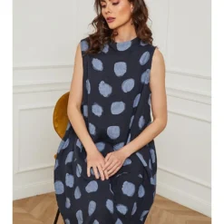 Linnen Jurk "Azura" Donkerblauw -Exporteren Mooie Look Winkel josefine linnen jurk azura donkerblauw 2