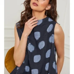 Linnen Jurk "Azura" Donkerblauw -Exporteren Mooie Look Winkel josefine linnen jurk azura donkerblauw 3