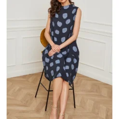 Linnen Jurk "Azura" Donkerblauw -Exporteren Mooie Look Winkel josefine linnen jurk azura donkerblauw 4