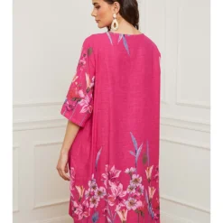 Linnen Jurk "Bouno" Roze -Exporteren Mooie Look Winkel josefine linnen jurk bouno roze 2