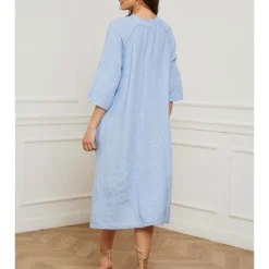 Linnen Jurk "Devalone" Lichtblauw -Exporteren Mooie Look Winkel josefine linnen jurk devalone lichtblauw 2