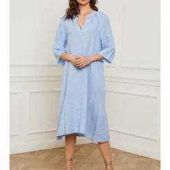 Linnen Jurk "Devalone" Lichtblauw