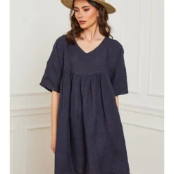 Linnen Jurk "Dobby" Donkerblauw