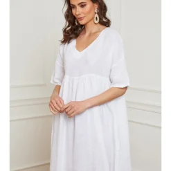 Linnen Jurk "Dobby" Wit