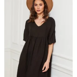 Linnen Jurk "Dobby" Zwart