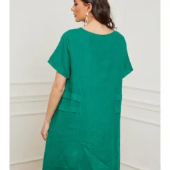 Linnen Jurk "Erbus" Groen -Exporteren Mooie Look Winkel josefine linnen jurk erbus groen 2